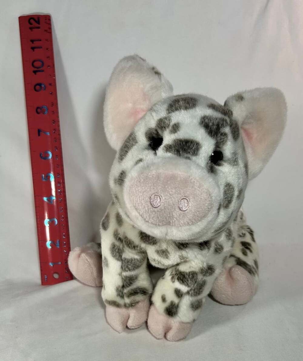 Douglas Cuddle Toys 11” Piglet Plush Pig White Gray Spots Stuffed Animal cute!